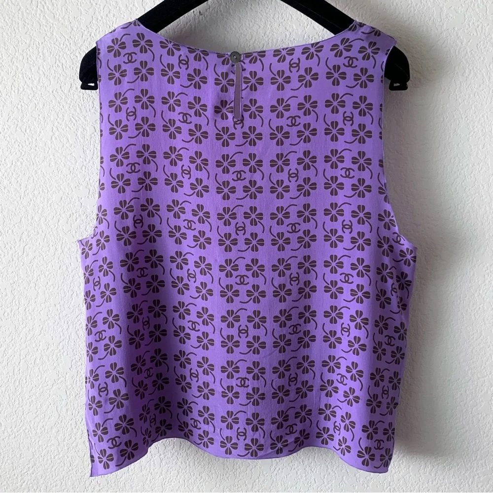 Chanel logo silk blouse